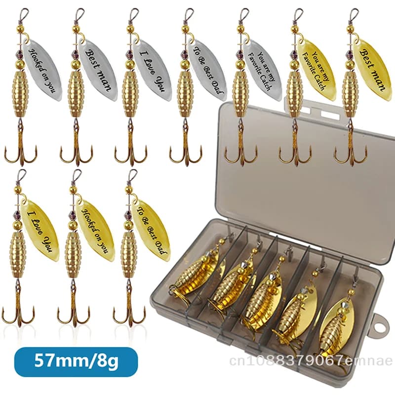 Spinnerbait con paillettes e amo triplo, esca artificiale in metallo a forma di cucchiaio, esca dura da pesca con scatola porta attrezzi, regalo per la festa del papà [ZYS]
