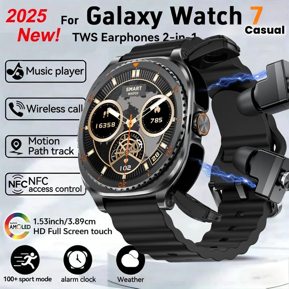 Smartwatch TWS 2 in 1 with Speakers, Sport Watch with Bluetooth Calls, Health Monitoring for Men and Women, NFCs, Integrated Auditors
