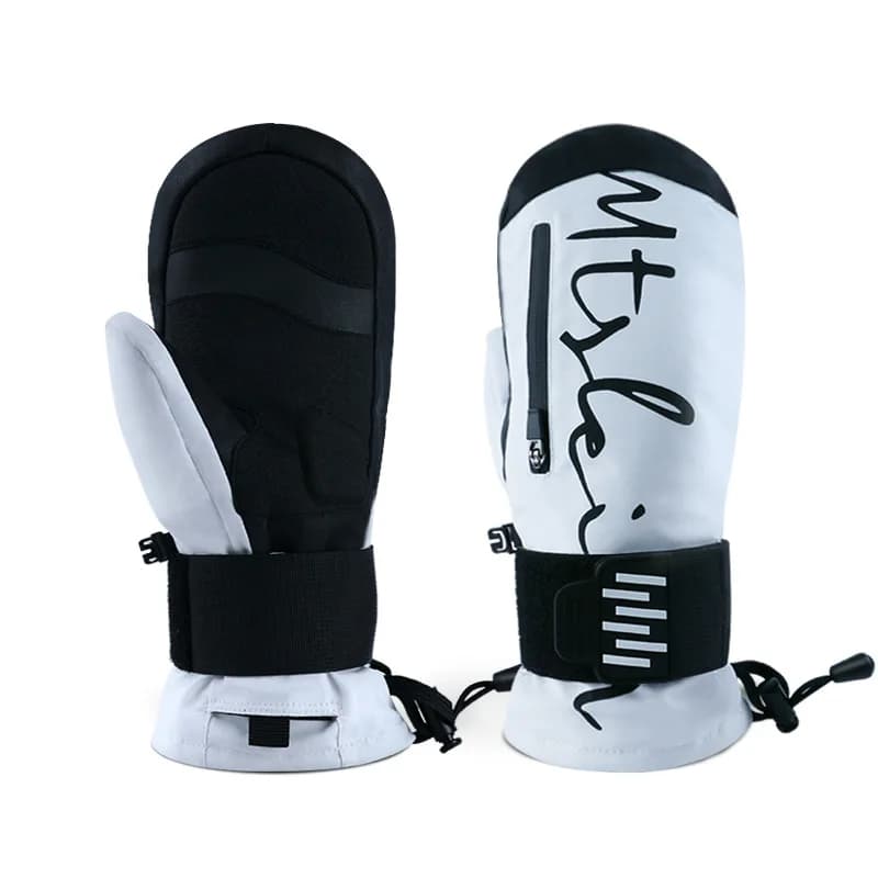 Ski Mittens Waterproof Thermal Touchscreen Snowboard Gloves Removable Wrist Guards EVA Cushioning for Winter Cycling