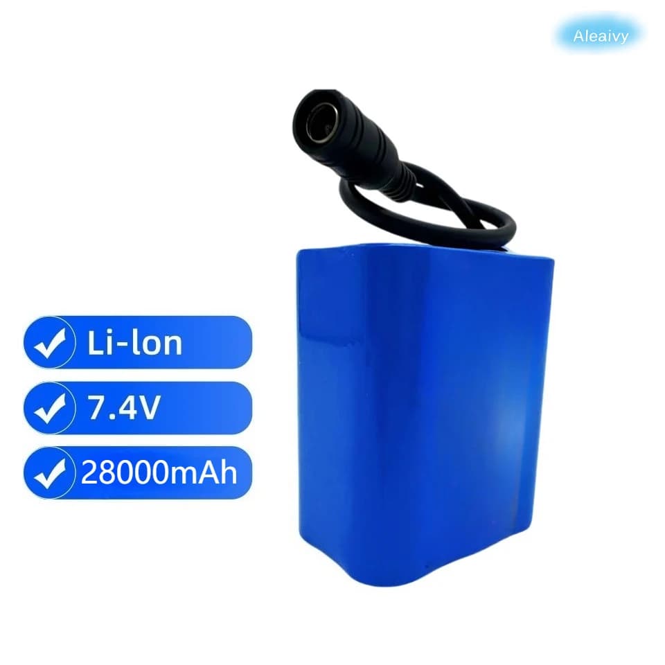 8.4V 28Ah 18650 Battery Pack with Built-in BMS, for 7.4V/8.4V Devices, Perfect for Bicycle Light, Fishing Lamp, RC Car Boat