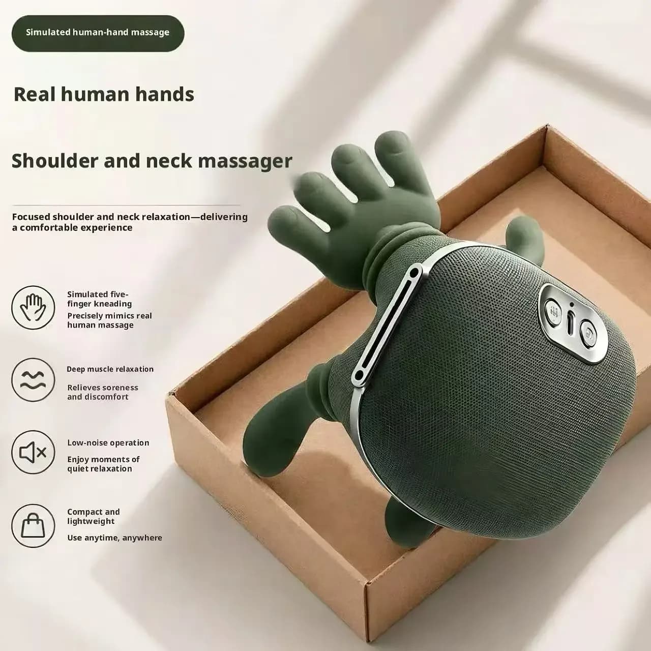 Dispositivo di Massaggio con Simulazione di Mano Umana, Rilassante per Collo, Vita e Schiena, Macchina Portatile per Massaggio Profondo dei Tessuti per Casa e Ufficio