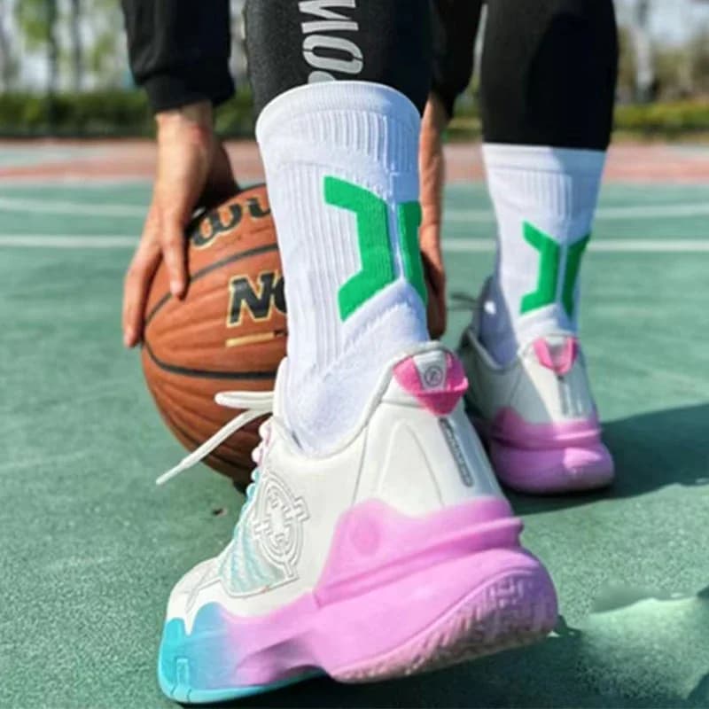 1/3 paia di calzini da basket professionali da uomo con fondo in spugna spessa, calzini sportivi traspiranti, calzini lunghi da badminton da uomo