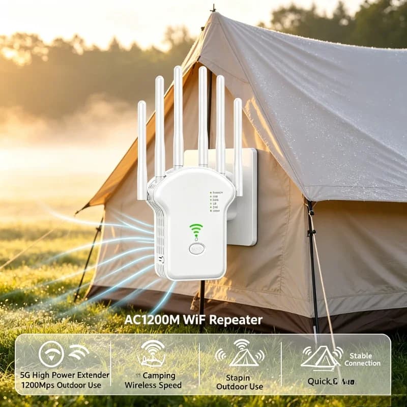 Home WiFi Signal Booster AC1200M Dual‑Band 5G High Power Wireless Extender Repeater