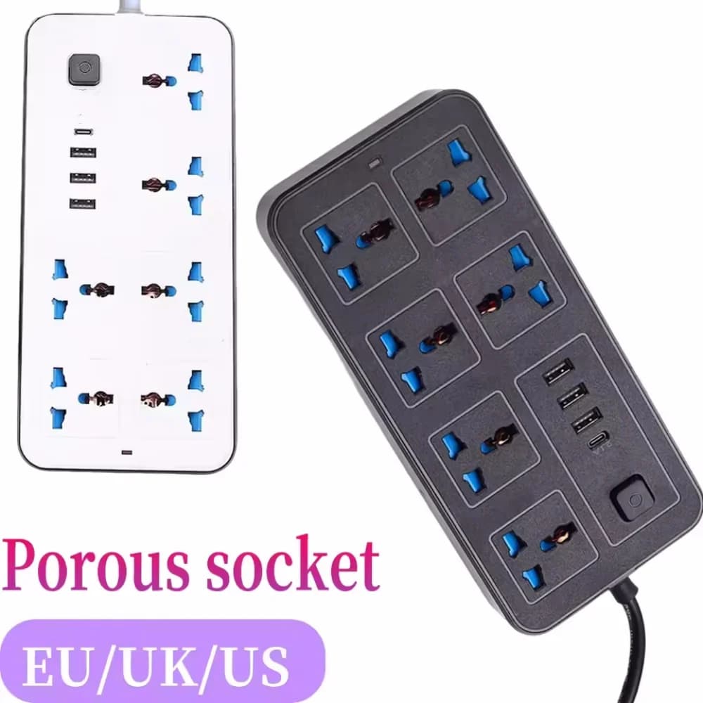 Multi Ports Power Socket Universal Plug EU US UK Power Strip Charger With Extension Cable Type C USB Charger Electrical Socket