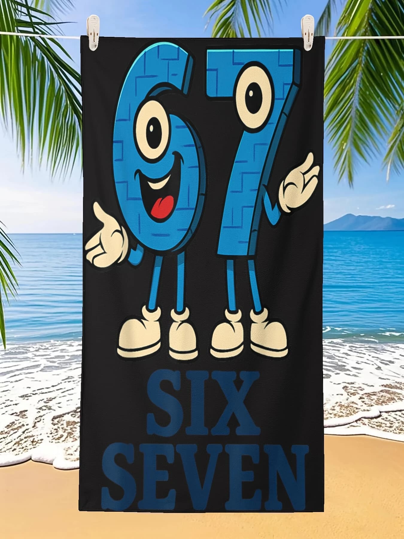 Asciugamano da spiaggia 1 pezzo: divertente puzzle matematico con meme numeri 67 e cervello italiano, microfibra ad asciugatura rapida per adulti/piscina/viaggio