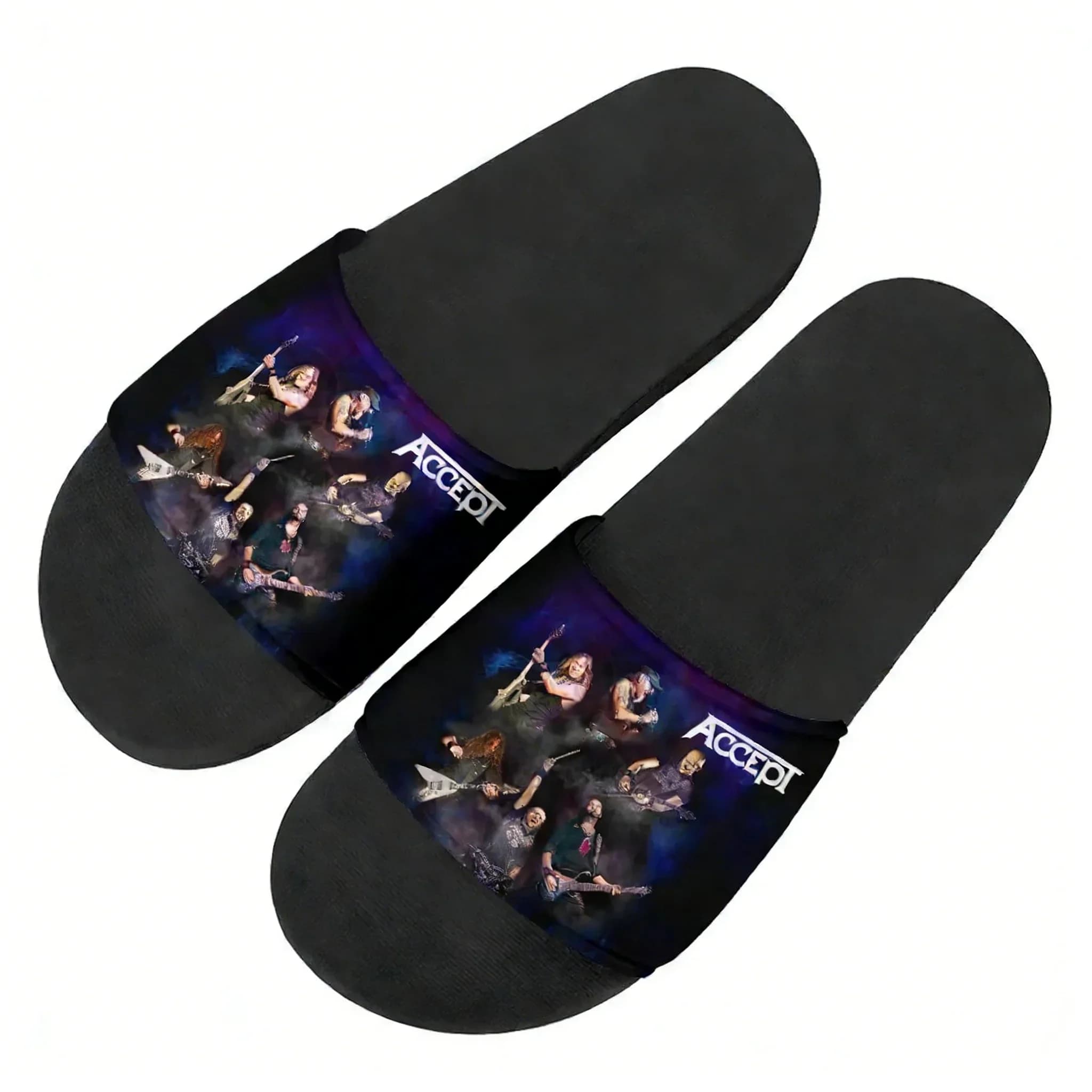 Accept Band Flip Flops Men Women Teens Children Family Slippers Bathroom Beach Swimming Pool Sandals Shoe Customize Water Shoesc