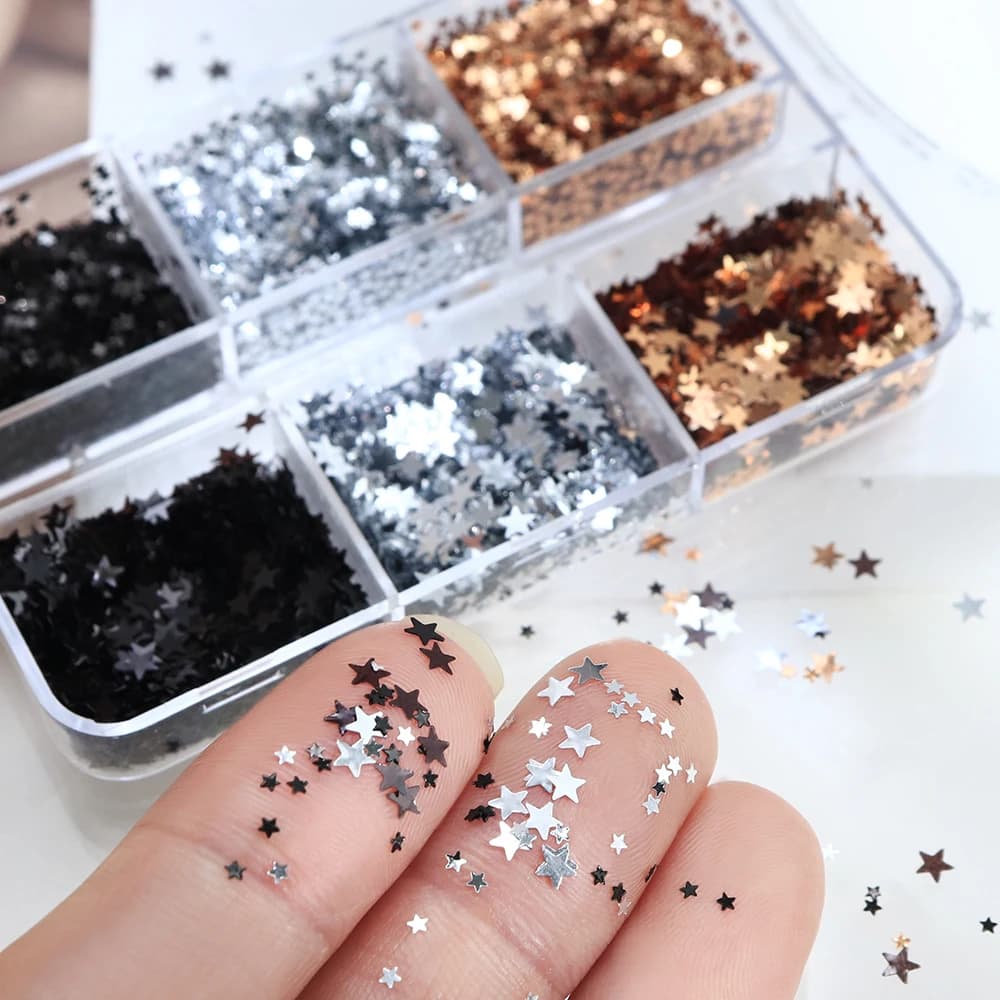 Lucido Mini Stelle Fiocco di Resina Epossidica di Riempimento 1mm 3mm Stella a Cinque Punte Paillettes Resina Shaker Stampo di Riempimento Artigianato FAI DA TE Pendent Making