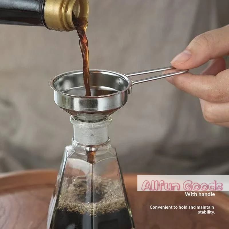 [TG835]Stainless Steel Funnel With Handle Small Metal Funnel For Filling Bottles Liquor Wine Oil Coffee Beans Kitchen Gadget