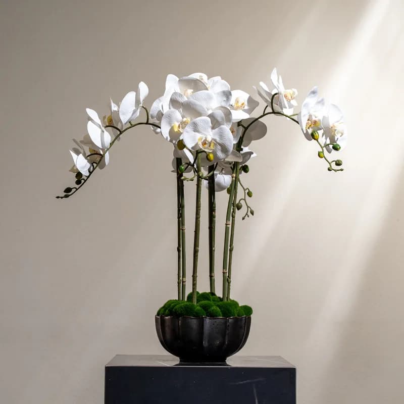 Yibei high-end simulato farfalla orchidea soggiorno interno reception ornamento decorazione fiore finto pianta in vaso luce luxur