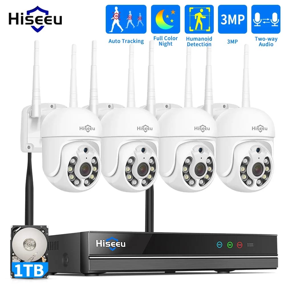WiFi Hiseeu 5MP CCTV Security System Kit, NVR 10CH Recorder Set, Wireless P2P IP Cameras for Exterior, Video Surveillance System