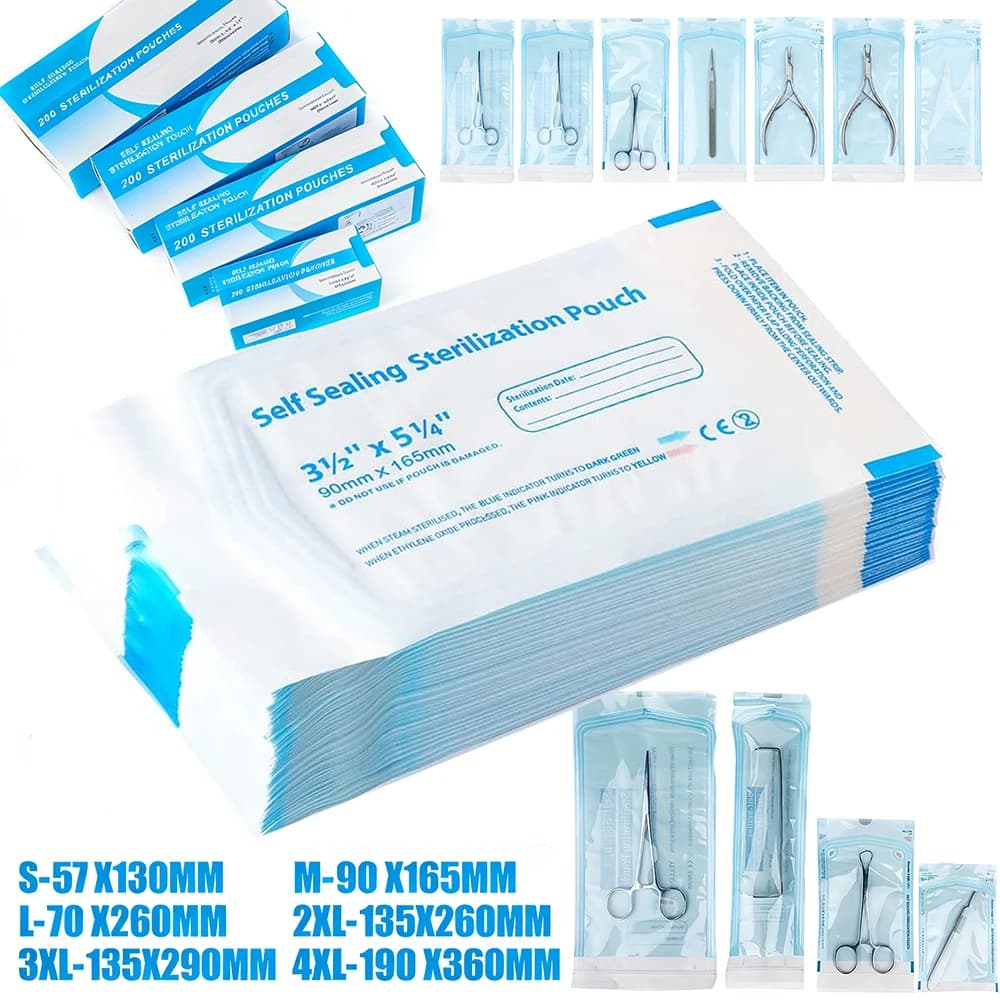 100/50/10pcs Self-sealing Sterilization Pouches Bags 7 Sizes Disposable Nail Art Empty Sterilizing Bags Tattoo Accessories