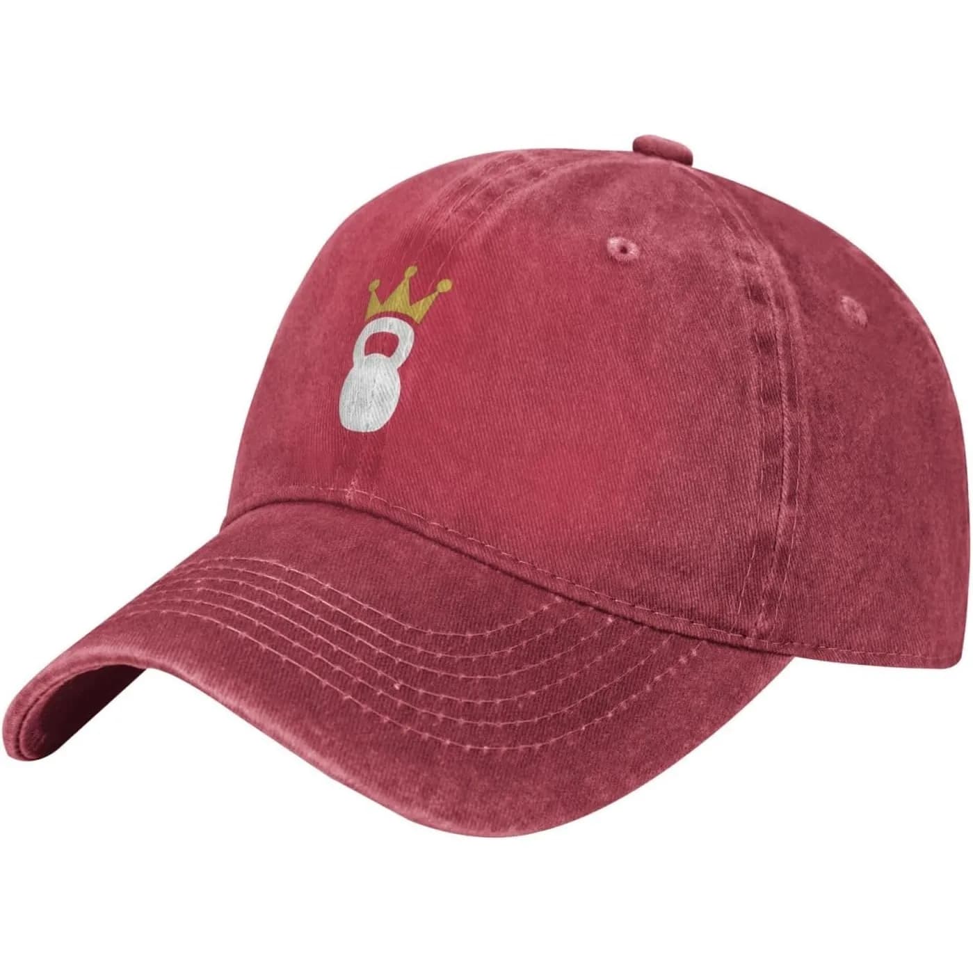 Cappellino da Baseball Kettlebell Crown in Denim Lavato, Traspirante, Protezione Solare, Regolabile, Unisex