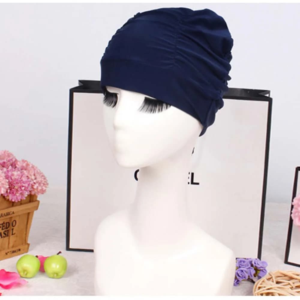 Unisex Long Hair Waterproof Elastic Free Size Fabric Swim Pool Hat Diving Hat Swimming Caps Ear Protect