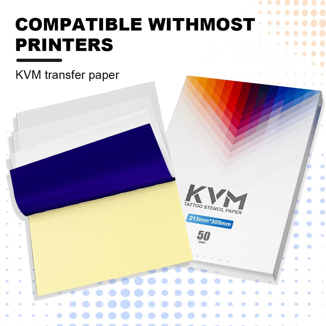 50 Sheets KVM Vegan Tattoo Stencil Transfer Paper A4 Size Plant Wax Safe Skin Four Layer Thermal Tattoo Transfer Paper Compatible With Most Thermal Tattoo Printers