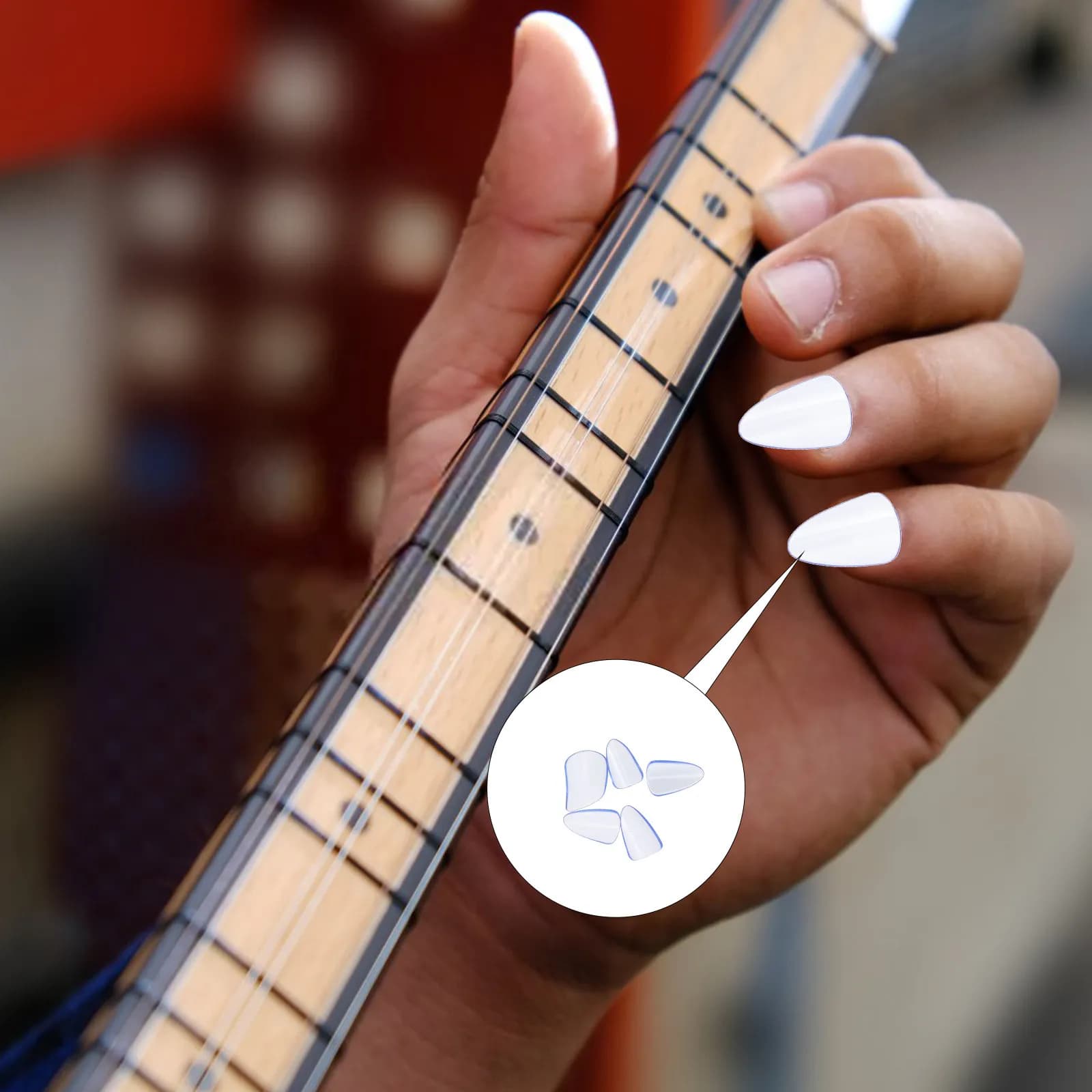 5 Pezzi Plettri Professionali per Pipa in PC, Accessori per Chitarra, Plettri per Dita, Ricambi per Guzheng, Protezione Portatile Leggera