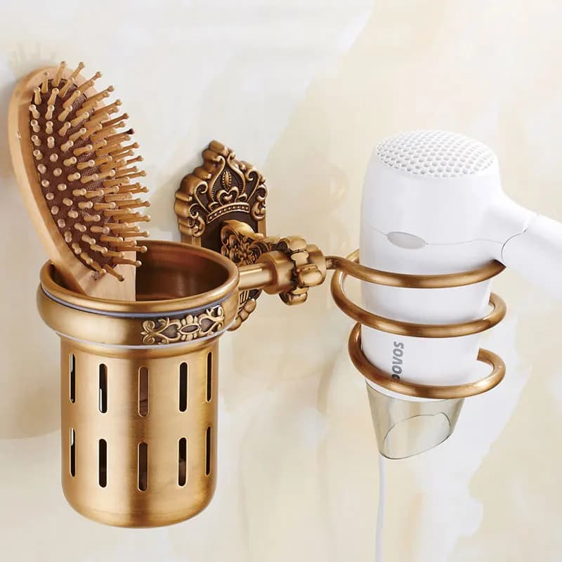 Antique Aluminum Bathroom Shelves Wall holders without nails Organizer mounted on shelf Spiral brush holder