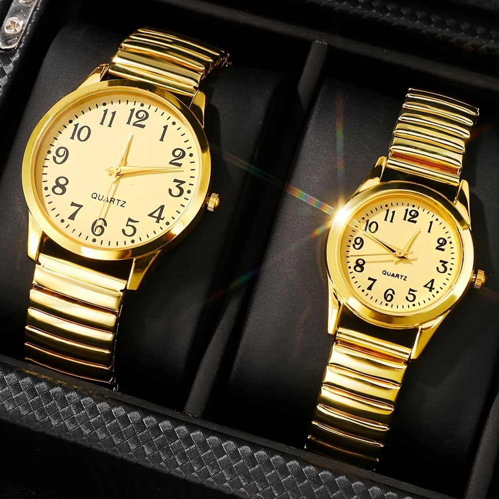 Set of 2-piece torque watches, male fashion, woman, female analog quartz