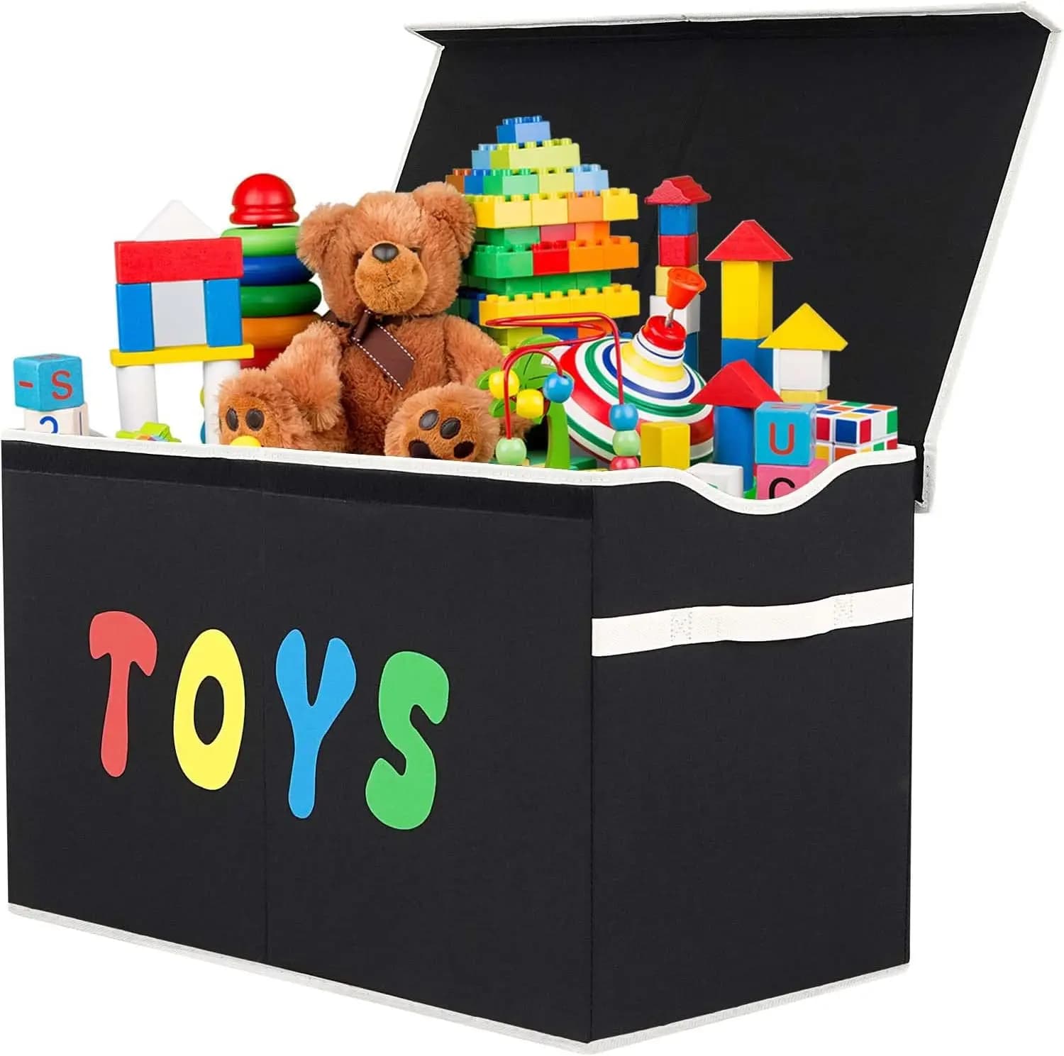 Robust Foldable Wallet Box with Cover, Organizer Extra Large for Kids Room, Games Room, Wardrobe in Black