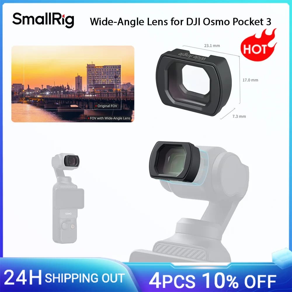 Obiettivo grandangolare SmallRig per DJI Osmo Pocket 3 Espandibile il campo visivo fino a 112 ° Chiusura magnetica compatta e leggera 5650
