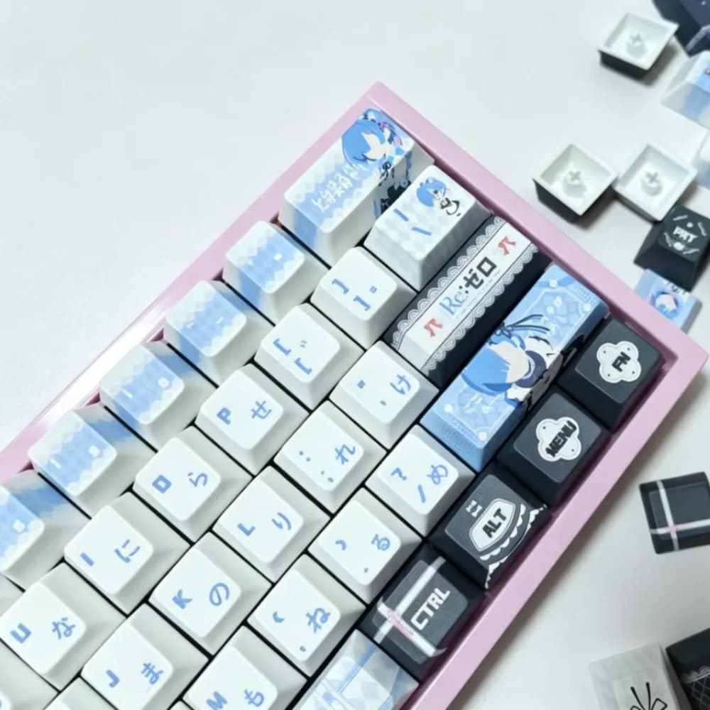 Rem Anime Theme Keycaps Set PBT SOA MOA Cherry Profile Customized Sublimation 120keys Keycaps for Mechanical Keyboard Gift DIY