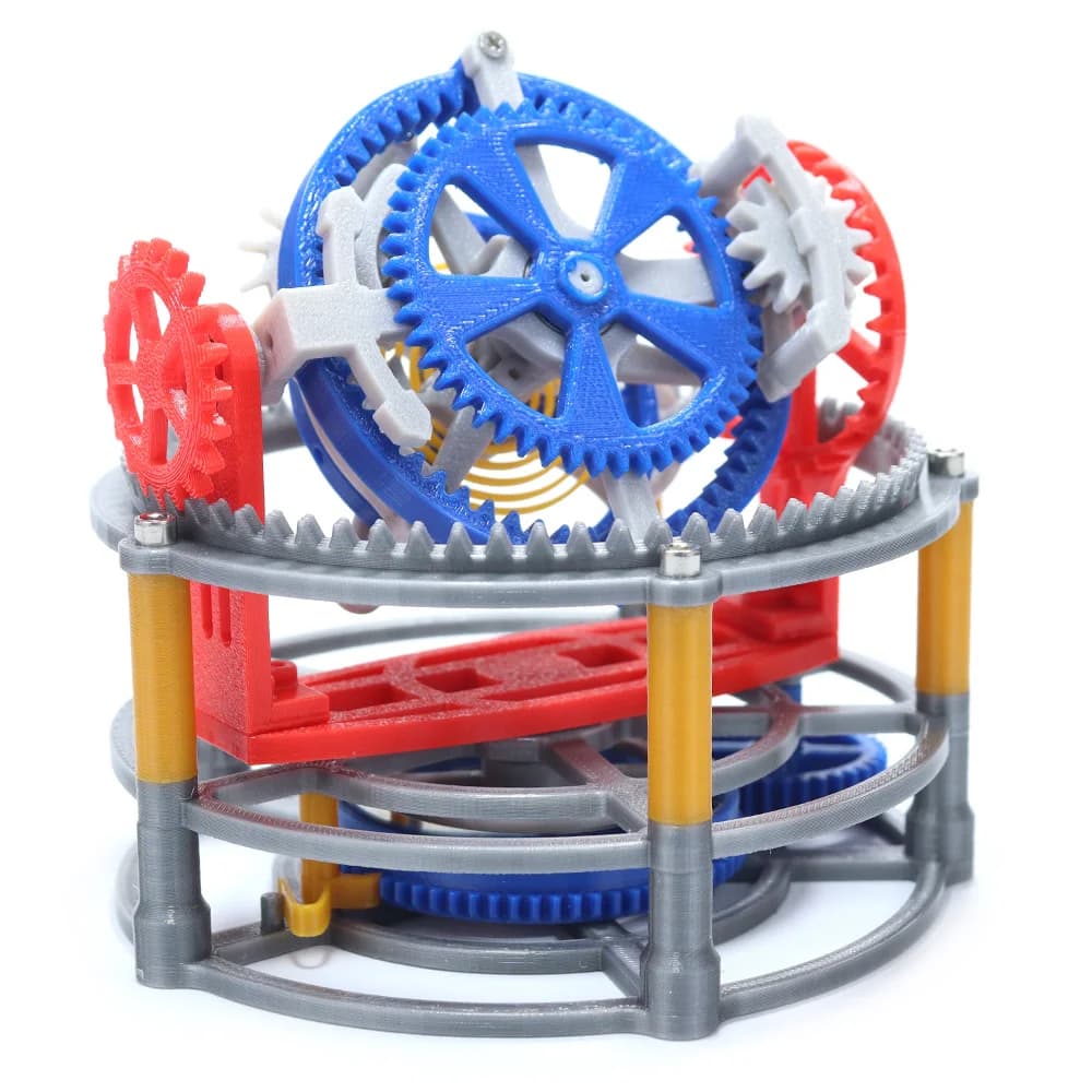 Produzione fai-da-te del modello Tourbillon, stampa 3D dell'orologio a pendolo meccanico, principio della struttura interna, potenza a molla