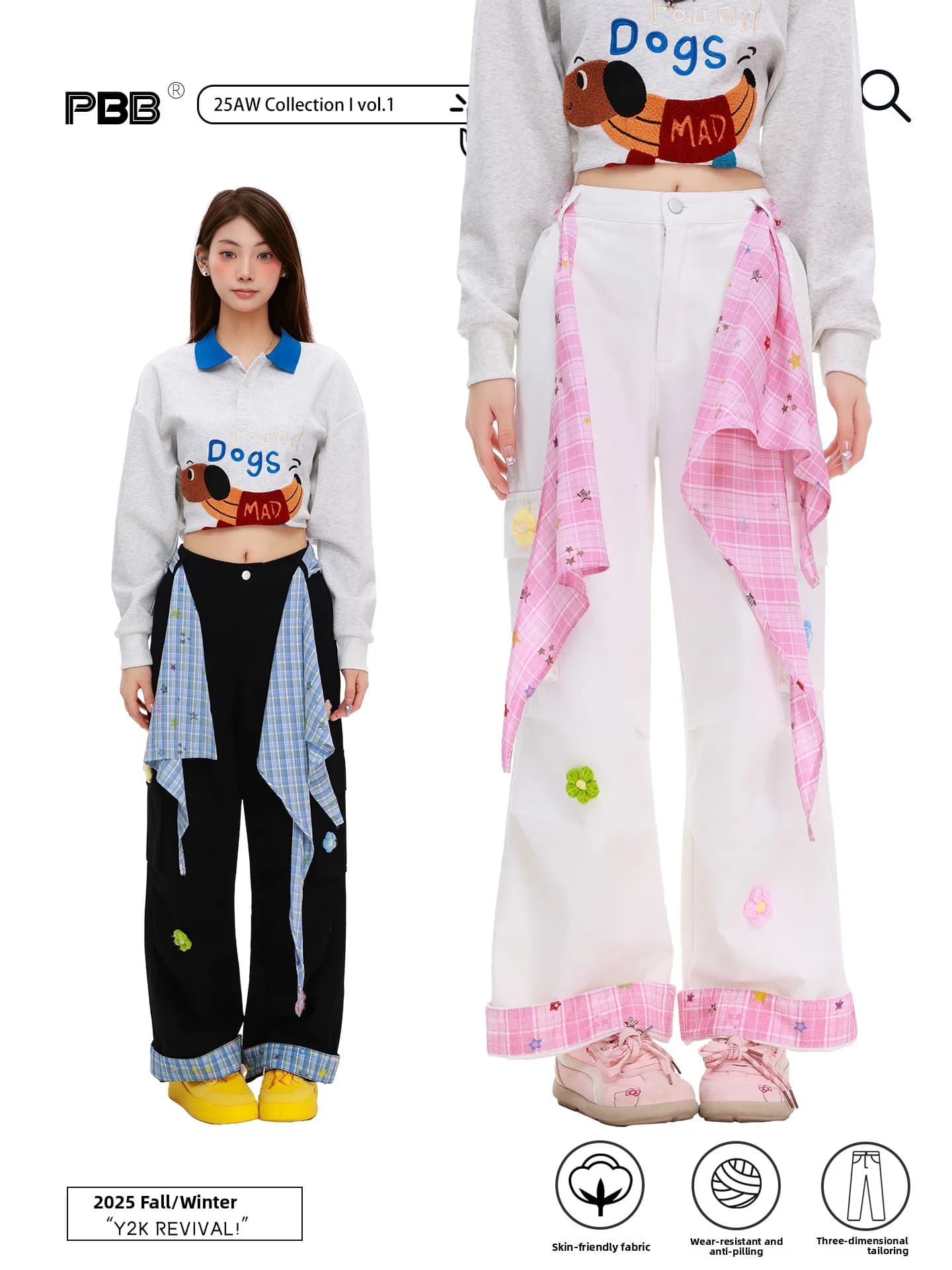Pantaloni Casual Larghi a Vita Alta PBB da Donna, Stile Street, Fantasia Scozzese, con Risvolto e Cintura, per il Pendolarismo, Gamba Dritta, 100% Cotone