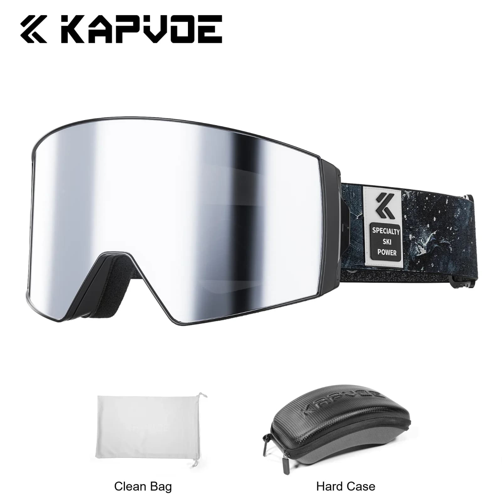 Kapvoe Occhiali da neve Occhiali da sole da sci Maschera da snowboard Uomo Donna Kit lenti antiappannamento Protezione UV400 Occhiali da motoslitta Moto