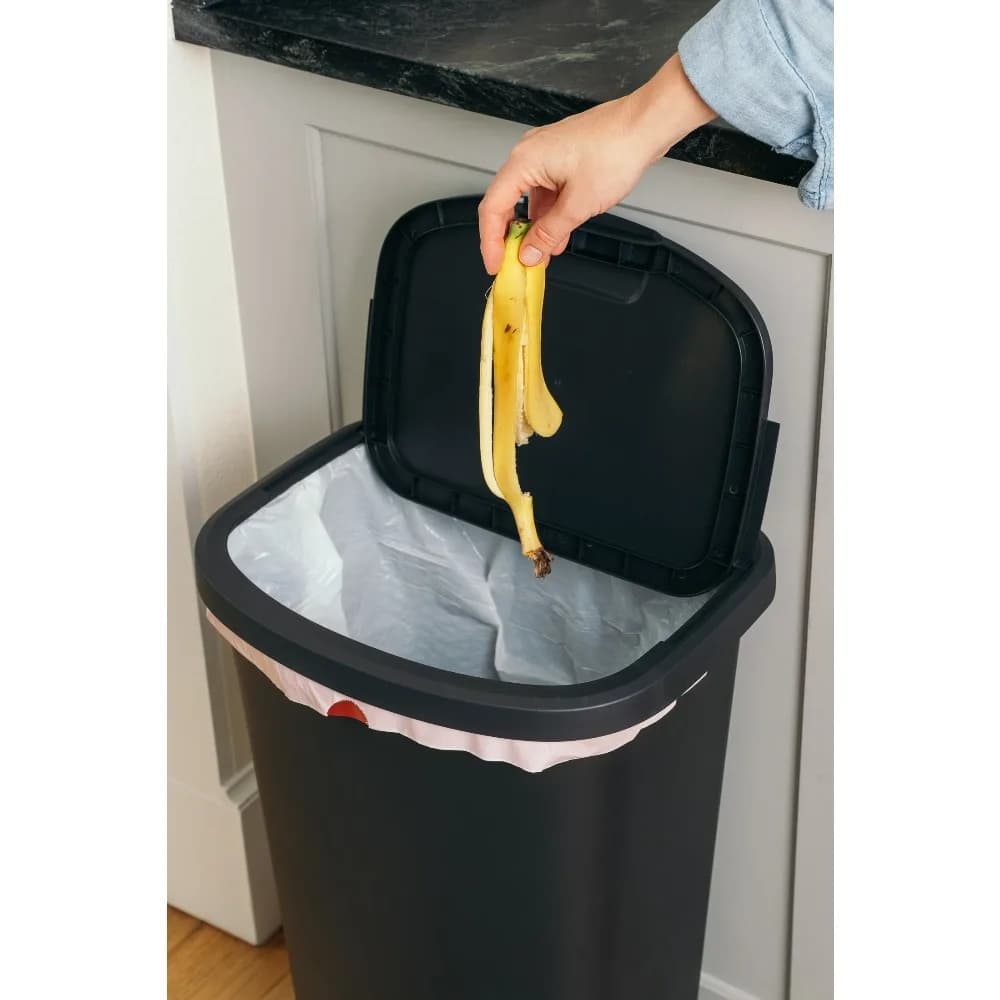 11 Gallon Kitchen Trash Can with Lift Top Lid Plastic Garbage Bin Black Wastebasket
