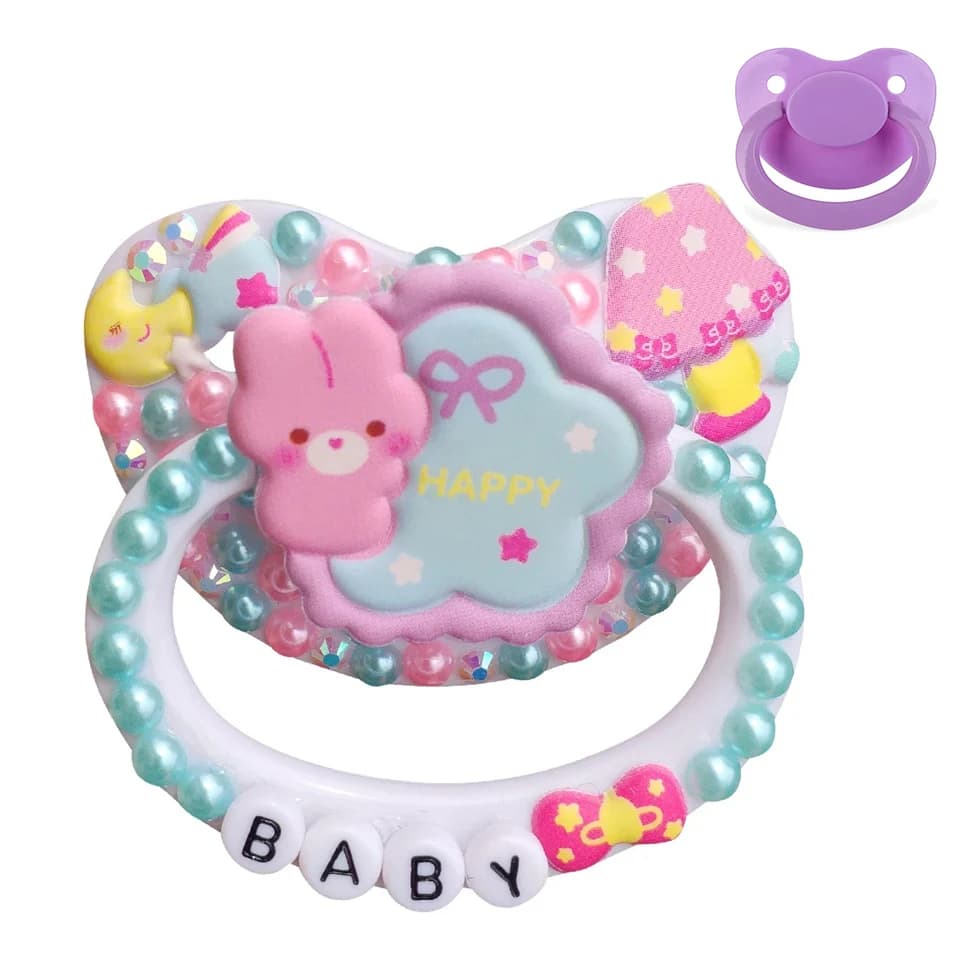 Unico fatto a mano bling white star bear ciuccio per adulti ciuccio per capezzoli in Silicone per adulti di dimensioni carine