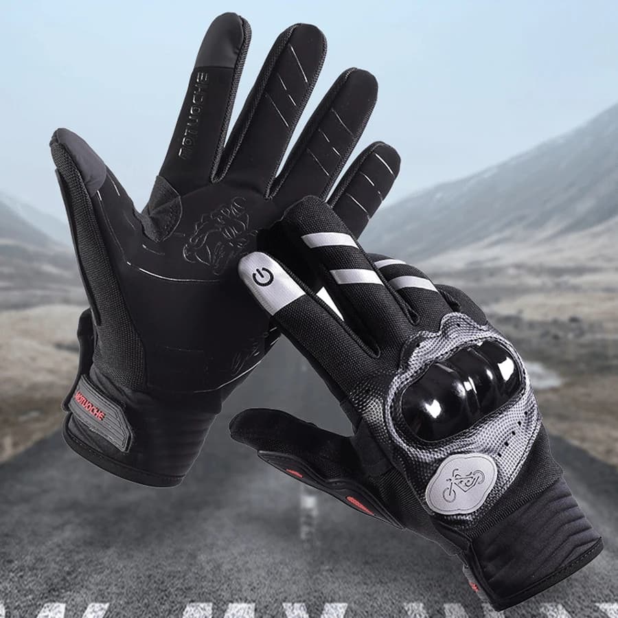 Guanti touch screen da uomo, guanti da moto fuoristrada a dita intere, guanti protettivi da corsa, guscio rigido protettivo antiscivolo glo