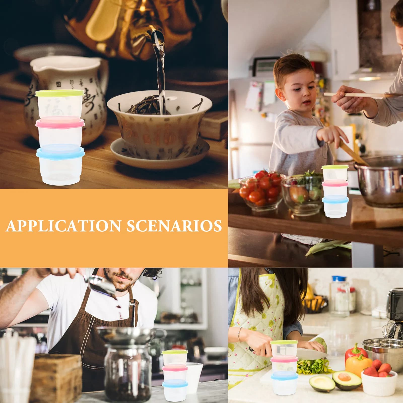 Set di 6 Contenitori per Alimenti per Bambini, Mini Scatole in Plastica per Conservare Snack, Frutta e Verdura, Ideali per Uso Esterno