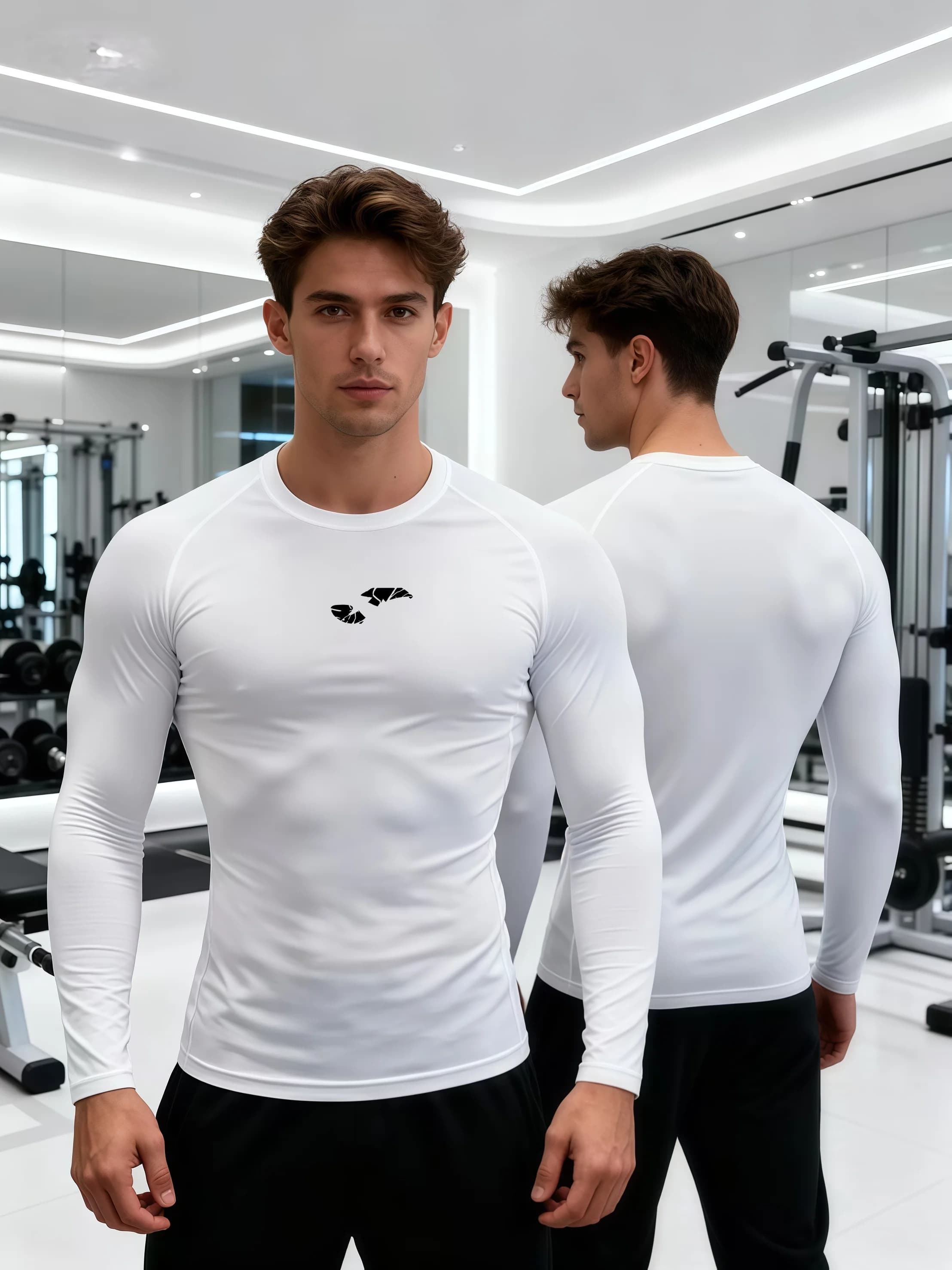 Abbigliamento da Uomo per Allenamento, Altamente Elastico, Aderente, ad Asciugatura Rapida, Manica Lunga, per Autunno e Inverno, Fitness, Basket, Corsa Mattutina