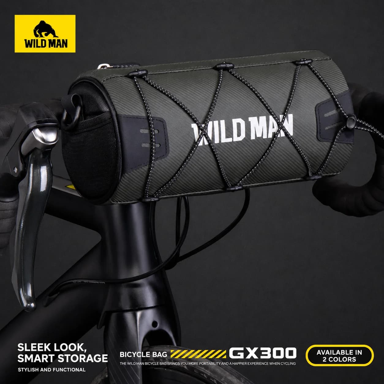 Borsa da Manubrio WILD MAN per Bici MTB e da Strada, Impermeabile, Cilindrica, Multifunzionale, per Ciclismo