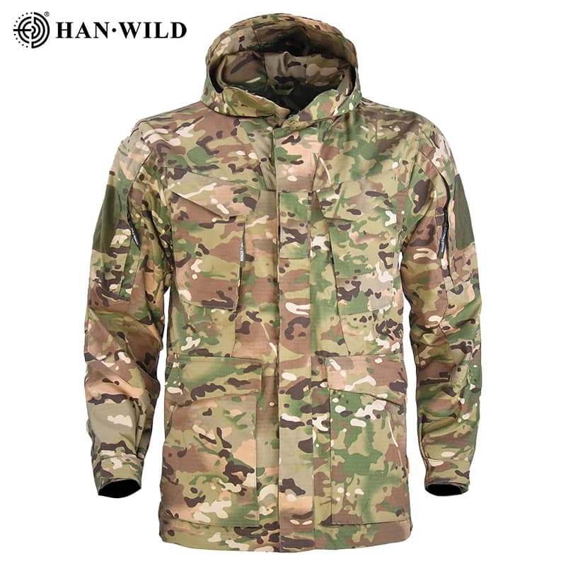 HAN WILD M65 giacca tattica escursionismo giacche da campeggio Safari felpa con cappuccio cappotto sportivo giacche multitasche da uomo giacca a vento impermeabile