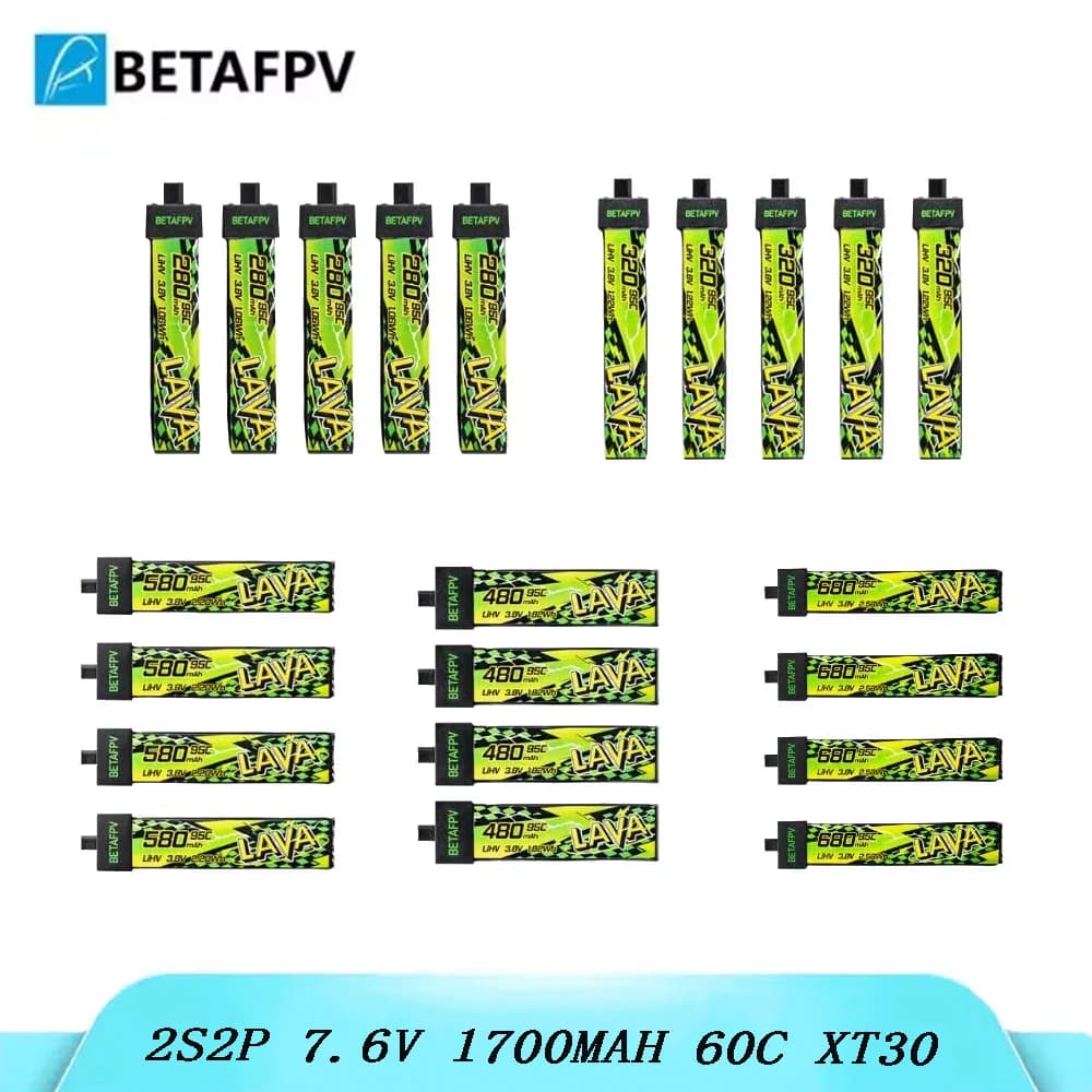 FPV BETAFPV LAVA II 1S, 280/320/480/580/680mAh, with BT2.0 connector, suitable for Air65.