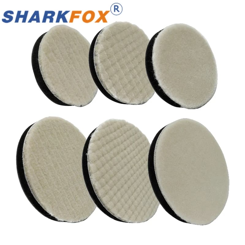 Sharkfox Tampone per lucidatura in lana per lucidatrice per auto Ceretta Lucidatura Rettifica Disco per lucidatura per la pulizia della cura 80mm/125mm