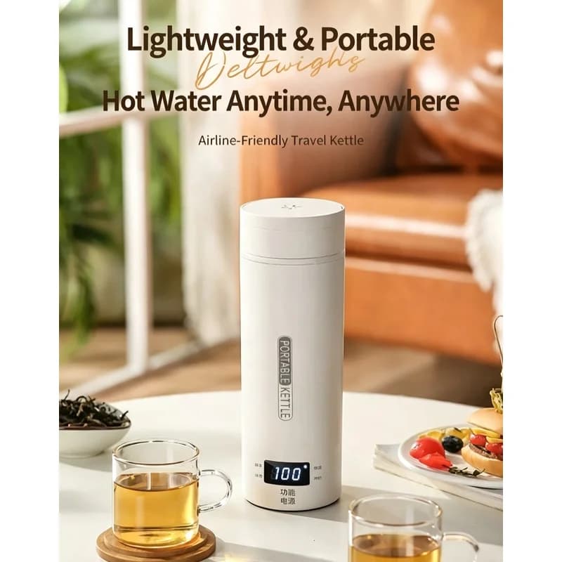 Portable Electric Heating Water Cup 316L Stainless Steel Travel Kettle 4 Temperature Settings Smart Thermostatic Hot Water Bottl