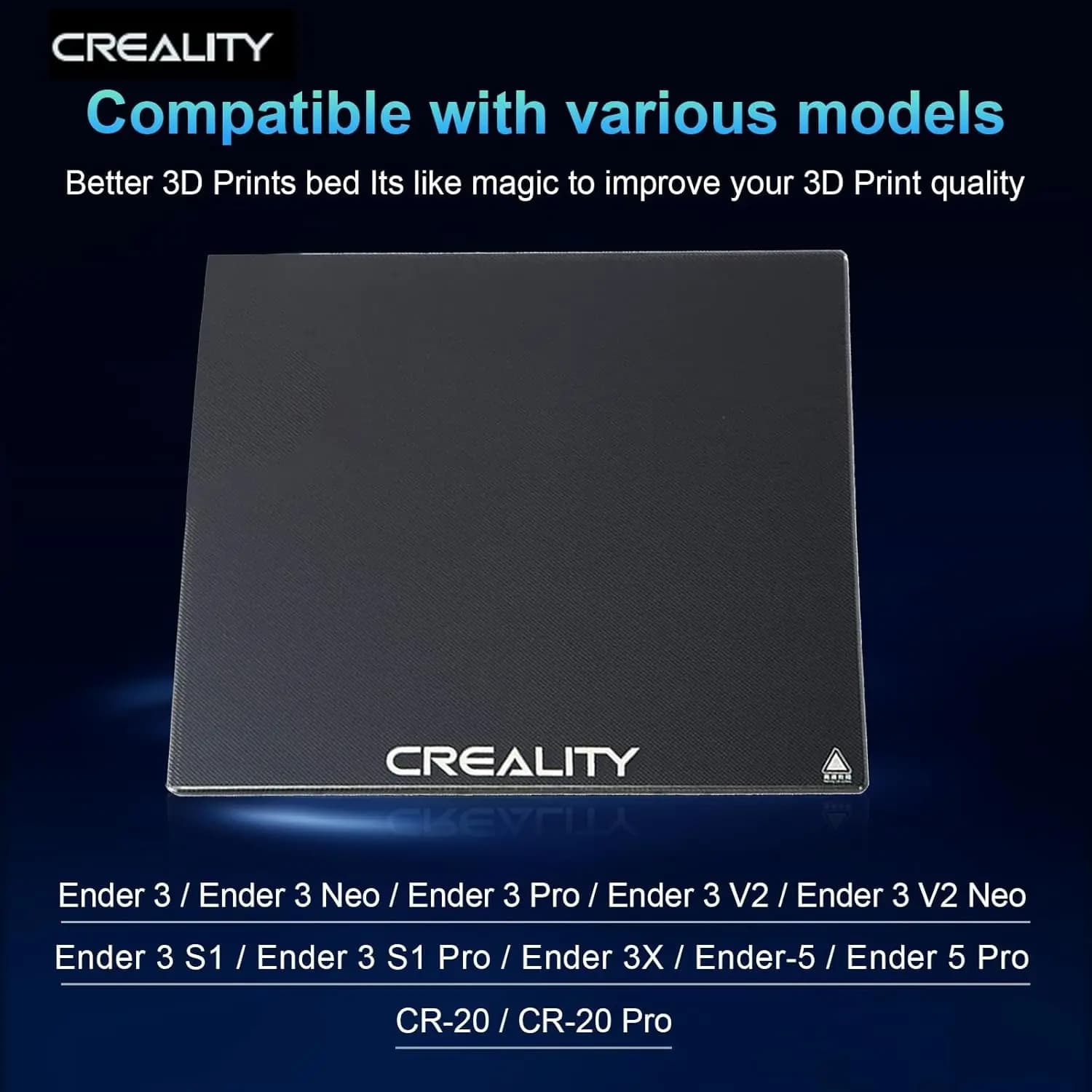 Creality Official Ender 3 Glass Bed Upgraded, High Hardness Durable Glass Platform Tempered Glass Build Plate 3D Printer