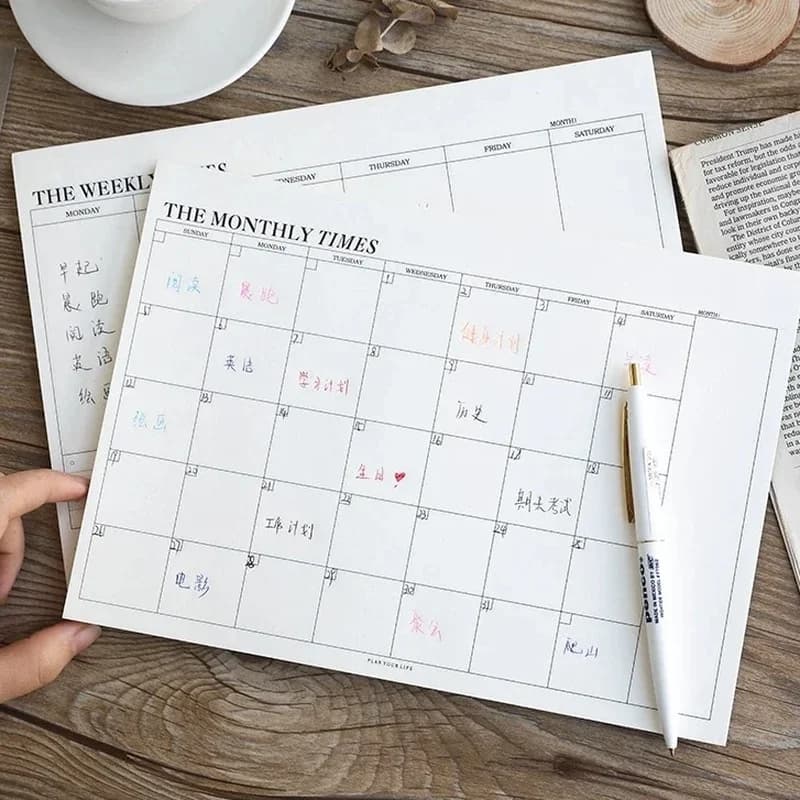 Gift Weekly Planner Monthly Undated Agenda Notebook Schedules Study Planner Korean Kawai Stationery Office School Supplies