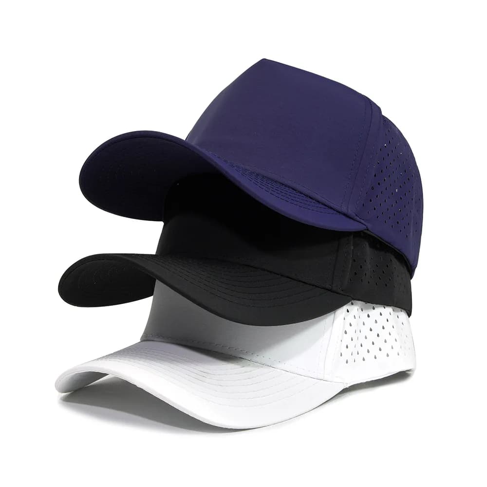 1PC New summer waterproof perforated truck baseball cap with breathable fast drying sports visor perforated five-layer laser