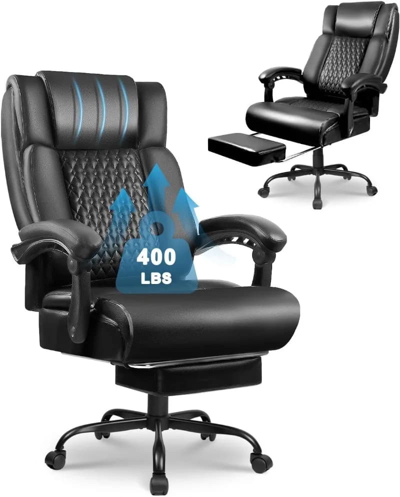 VITESSE Executive Heavy Duty Office Chair with Foot Rest, Ergonomic High Back Computer Gaming Chair, Big and Tall, 400lbs,