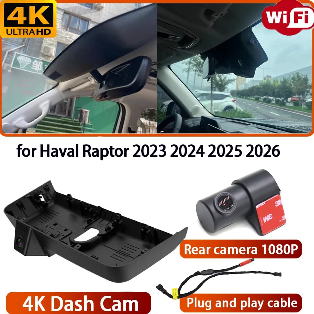for Haval Raptor 2023 2024 2025 2026 Video Recorder 4K DVR Dash Cam Wifi Camera 170° Wide Angle Loop Recording Plug & Play