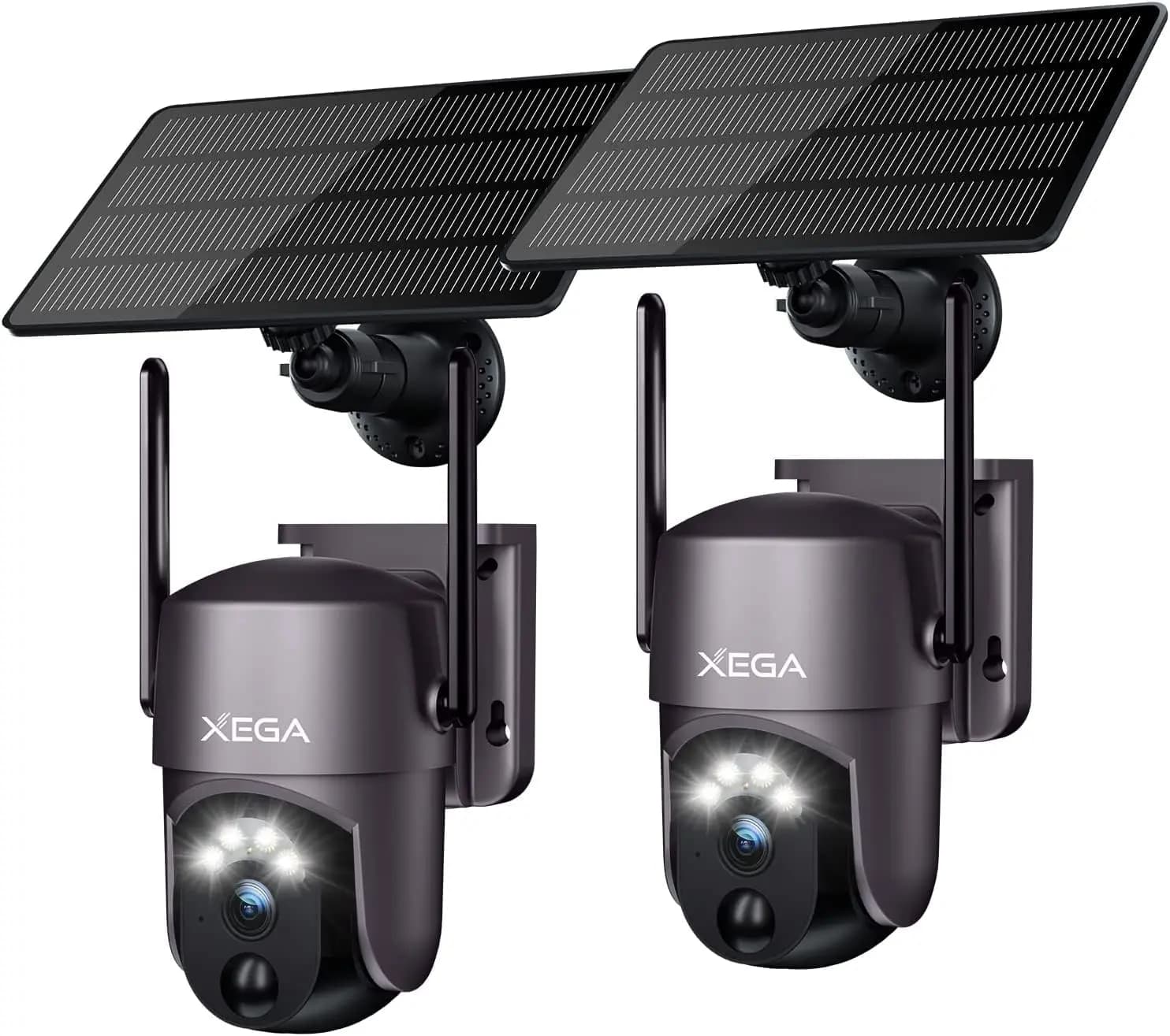Telecamera di Sicurezza PTZ Wireless da Esterno 2K con Alimentazione Solare, Rilevamento del Movimento AI, Visione Notturna a Colori, Comunicazione Bidirezionale, Impermeabile IP66