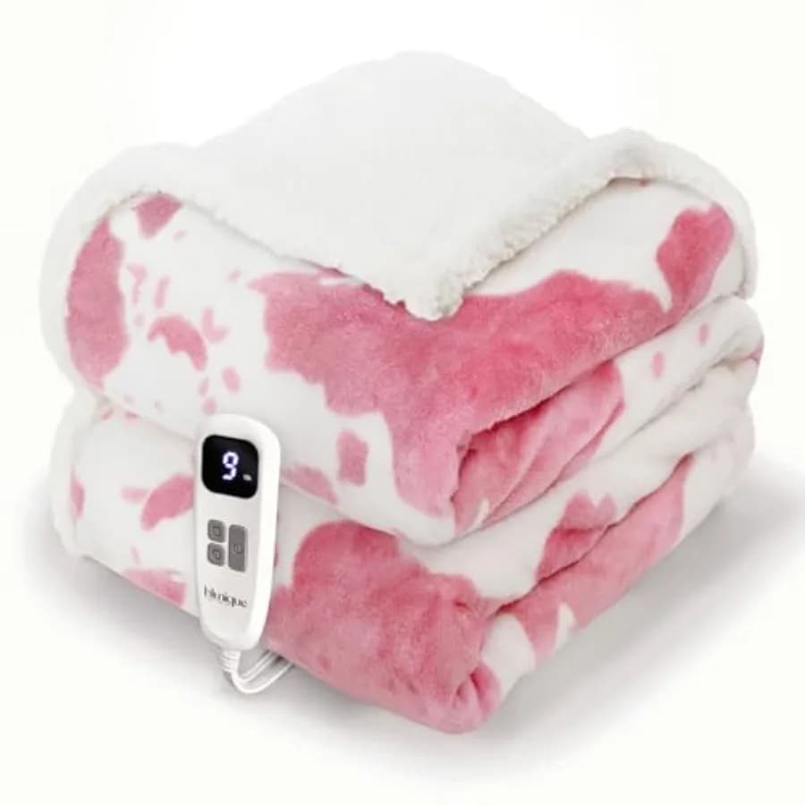 Coperta Elettrica Riscaldante - Coperta Termica a Riscaldamento Rapido in Morbido Flanella con 4 Impostazioni di Tempo e 10 Livelli di Calore