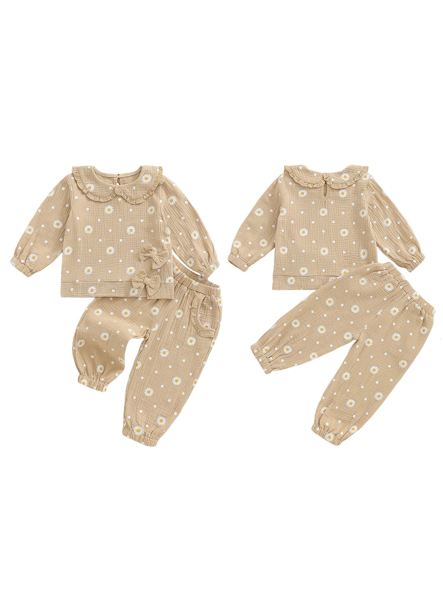 Set di 2 leggings con cappuccio e stampa floreale a maniche lunghe per bambina da bambino, set di vestiti per bambini per l'autunno inverno