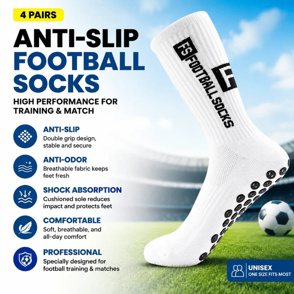 Saierfour Double grip anti slip and odor proof football socks, shock-absorbing, high-performance and comfortable professional football training and competition socks