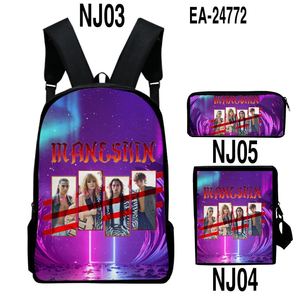 Classic Popular Peculiar Maneskin 3D Print 3pcs/Set pupil School Bags Laptop Daypack Backpack Inclined shoulder bag Pencil Case
