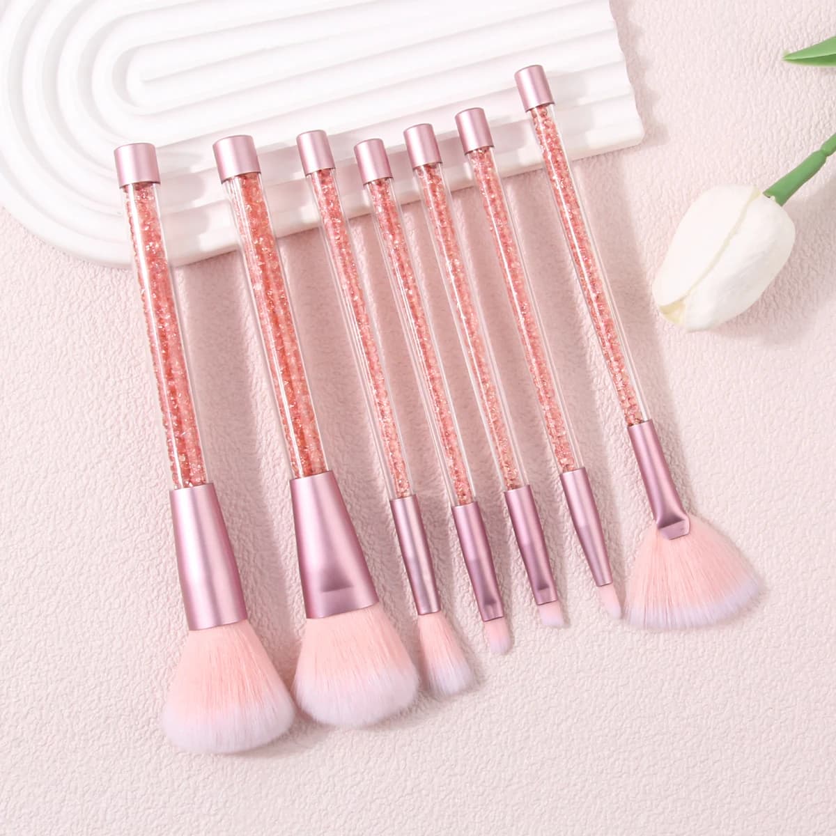 7pcs diamond handle cosmetic case brush soft hair repair eye shadow makeup brush exquisite set of tools for portable makeup
