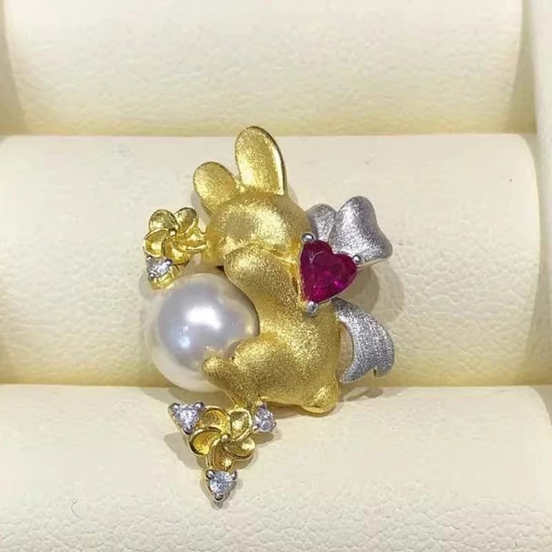 MeiBaPJ 8mm Pearl Nearround Natural Rabbit Pendant Fashion 925 Sterling Silver Support Fine Wedding Jewelry for Women