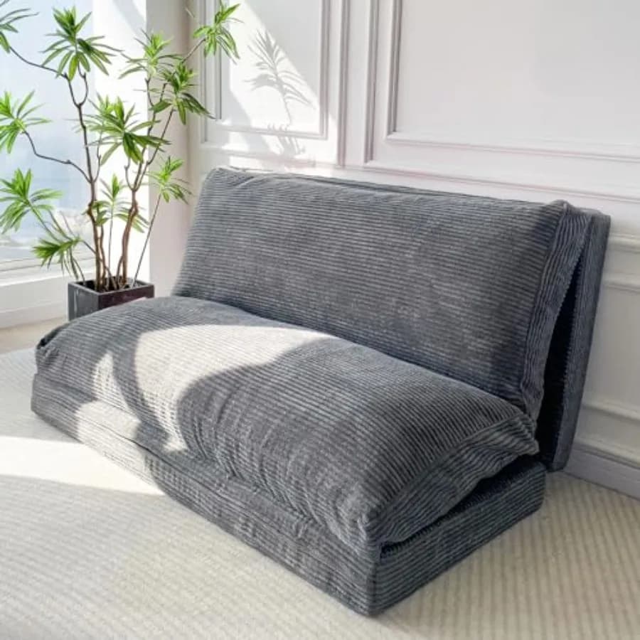 Extra Thick and Long Folding Sofa, Convertible Armchair with Washable Coating, Ground Sofa, Chaise Longue, Pouf Bed